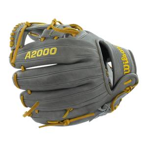 Wilson A2000 Series Custom Baseball Glove: A2000BBDP15GM Grey/Yellow: Image #309980