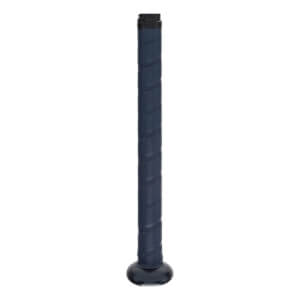 Close-up of a dark blue fastpitch softball bat grip with a black end cap.
