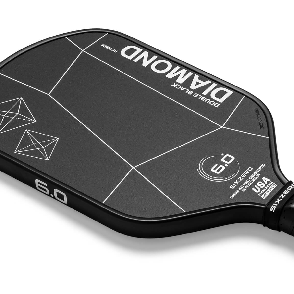 Six Zero Double Black Diamond Elongated 15mm Carbon Fiber Pickleball Paddle: Image #448271