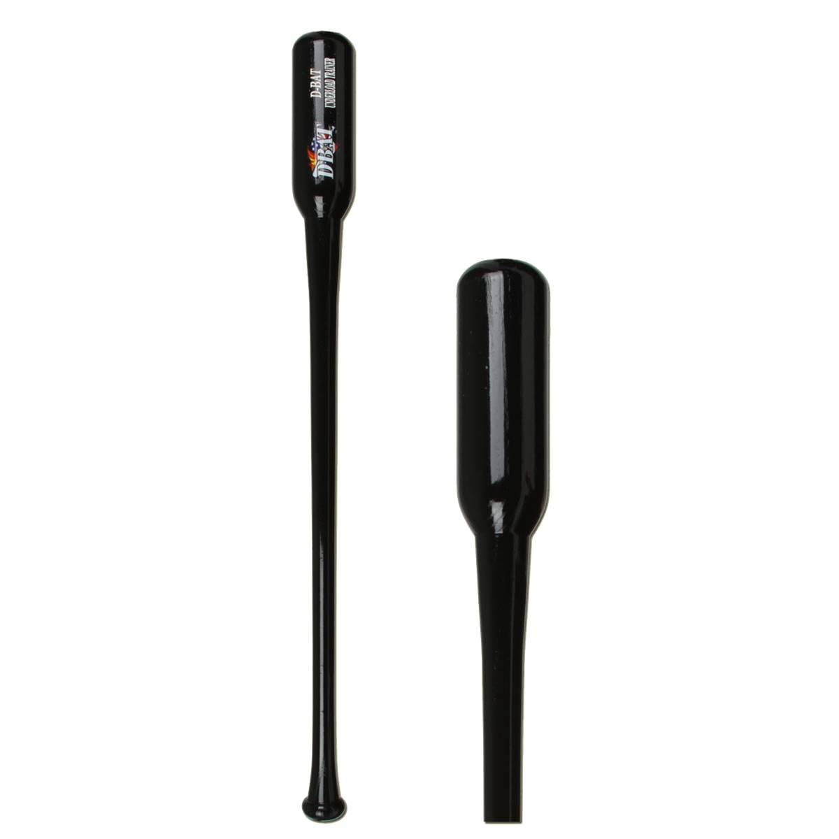 Side view of a black D-Bat Underload Training baseball bat with D-BAT and UNDERLOAD TRAINER text.