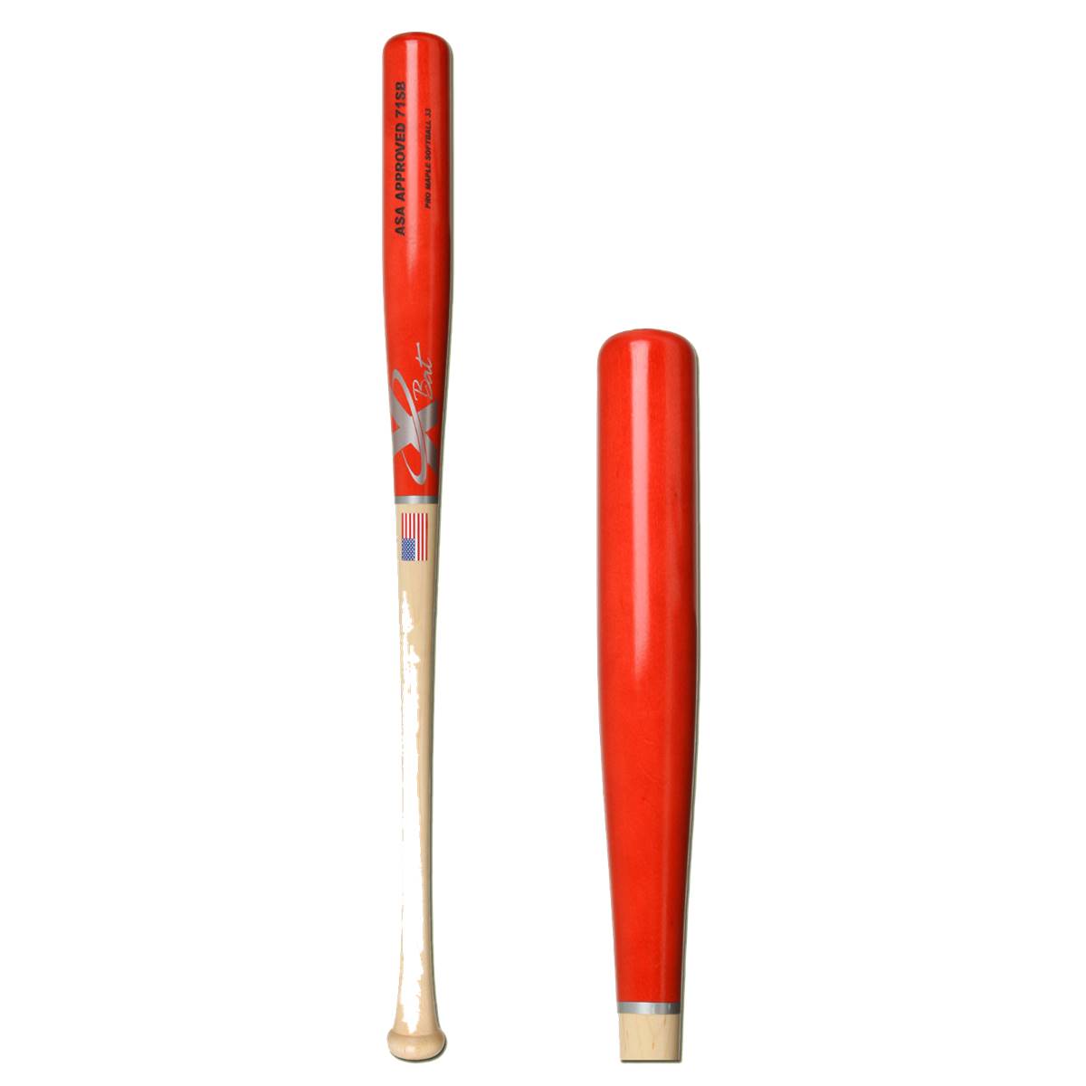 X Maple Wood Slow Pitch Softball Bat SB71 Natural/Red