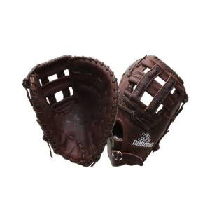 Two brown leather baseball gloves with a webbed design and Nokona branding.