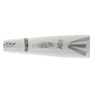 Close-up of a white softball bat with ZERO and 1.20 BPF USSSA NSA 2012 markings.