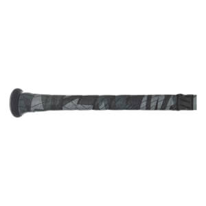 Side close-up of the handle featuring a grey and black camouflage-patterned grip, a black knob embossed with "POWER," and a black band at the top of the grip.