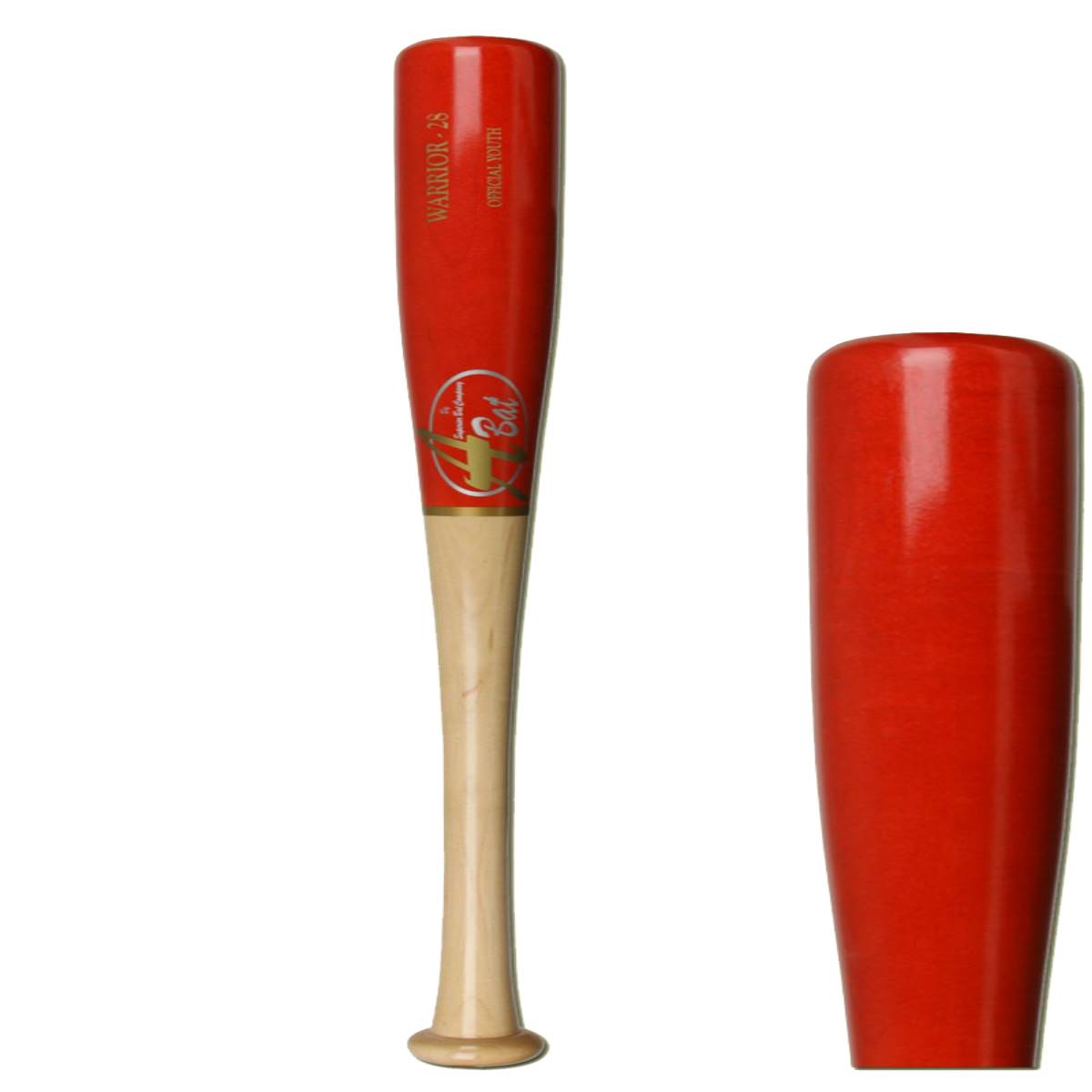 ABat Maple Wood Youth Baseball Bat Warrior Natural/Red
