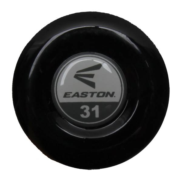 End cap view of a black baseball bat with Easton logo and size 31.