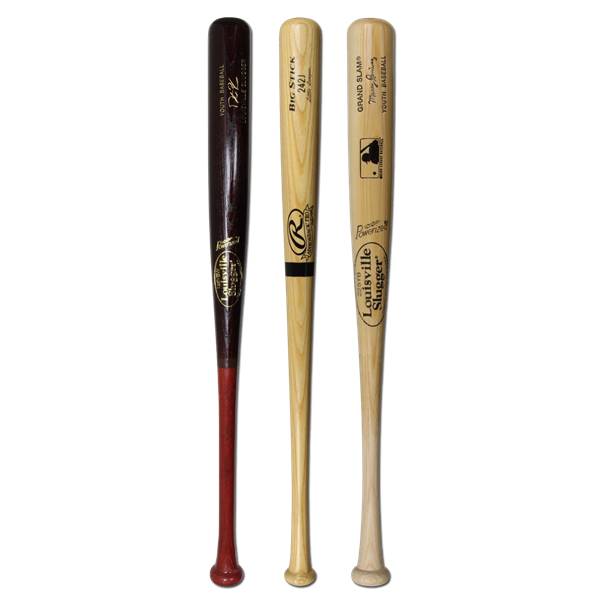 Bat Pack Two Louisville Slugger Ash Wood Bats and Rawlings Ash Wood Bat MLB125YWC, 242JAP