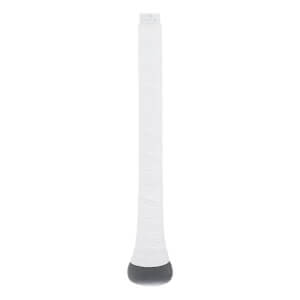 Close-up view of the Marucci CATX2 Smart -5 USSSA Baseball Bat handle featuring white textured grip tape and a dark grey rounded knob at the base.