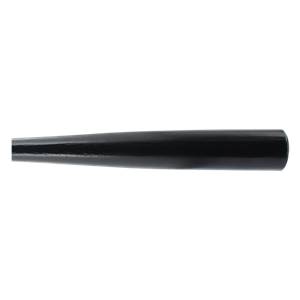 Side view of a black baseball bat with a smooth, glossy finish.