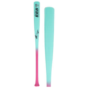 Front view of a baseball bat with "BASEBALL BBB" and "QUADCORE TECHNOLOGY" text, featuring a pink to teal gradient.