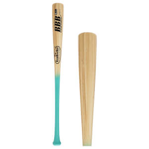 Front view of a baseball bat with "BBB" and "BamBooBat" logos, featuring a teal gradient.