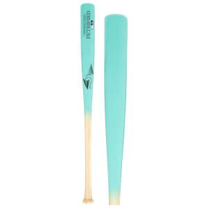 Front view of a teal baseball bat with "PETRIFIED" and "Youth Hickory Hybrid" text.
