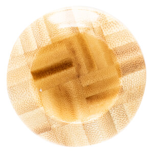 Top-down view of a BamBooBat RA13 Quadcore baseball bat with a wood grain pattern.