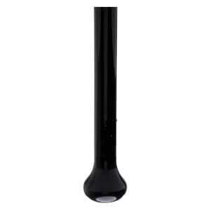 Bottom view of a black cane with a rounded tip.