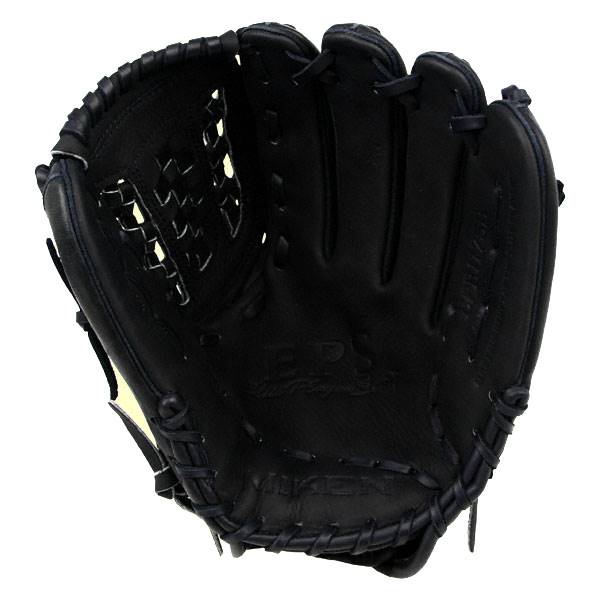 Front view of a black Miken Elite Player Series glove with EPS and MIKEN branding.