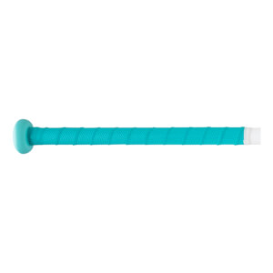 Side view of a teal bat grip with a textured pattern and a white end cap.