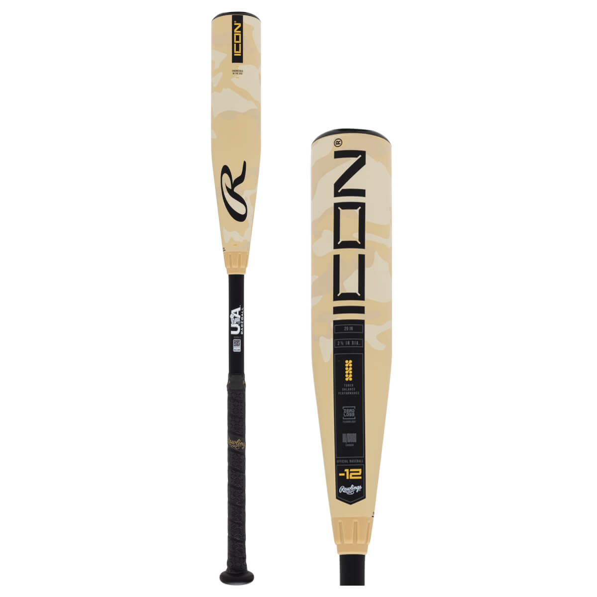 【美】Rawlings ICON 少年硬式 29インチ74cm 17oz480g 2025 Rawlings Icon USA Youth Baseball Bat | 29-inch | -12