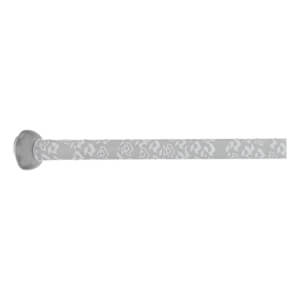 Side view of a gray slow pitch softball bat with a repeating pattern and silver end cap.