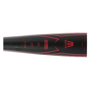 Side view of a black baseball bat with red accents, a large red W logo, and MANTIC text.
