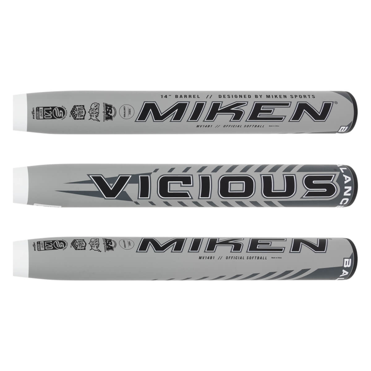 Miken Vicious 14" Balanced Dual Stamp Slow Pitch Softball Bat: MV14B1: Image #428956