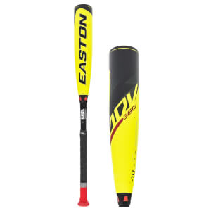 Side-by-side view of yellow baseball bats with Easton branding and USA markings.