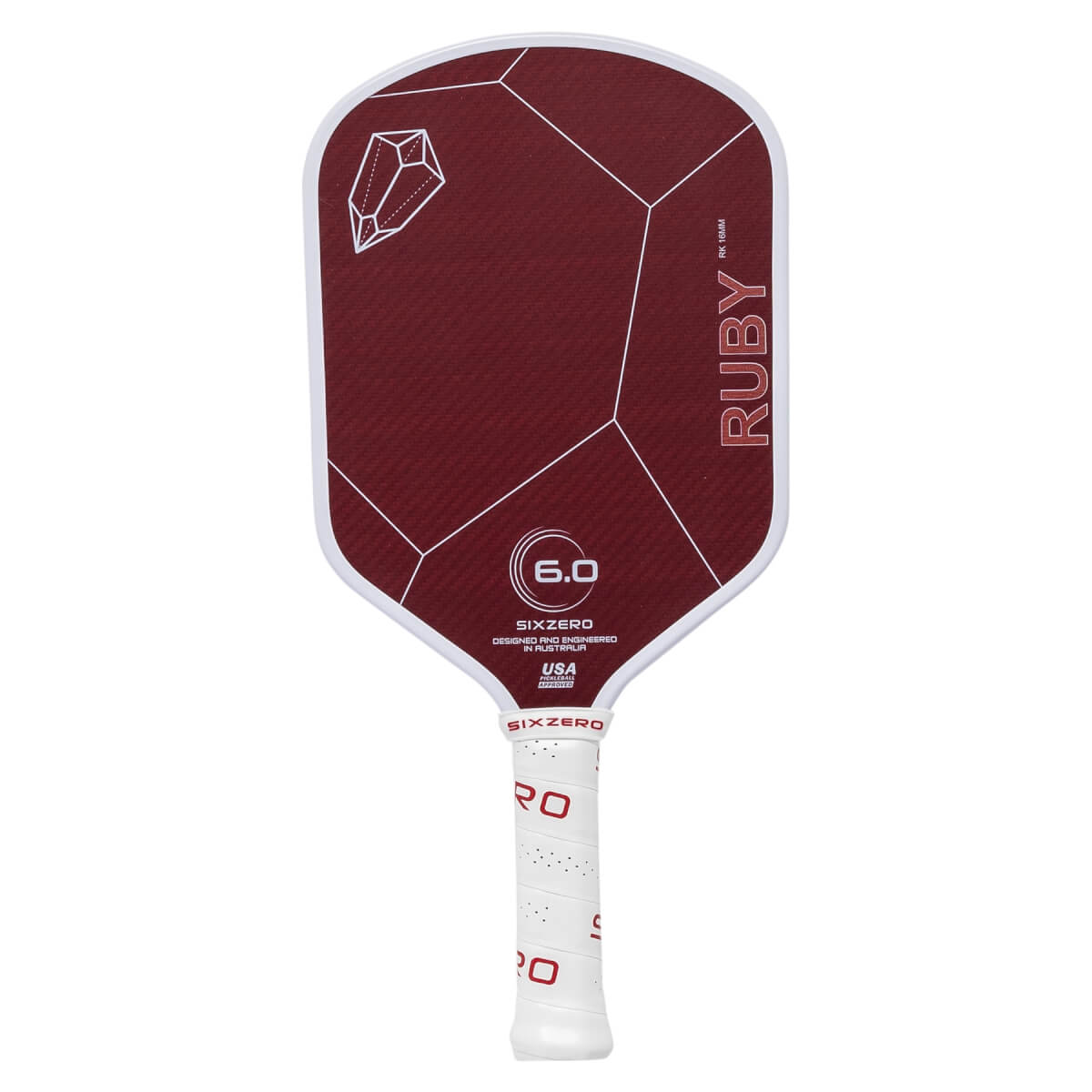 Six Zero Ruby 16mm Aramid Fiber Pickleball Paddle: Image #440552