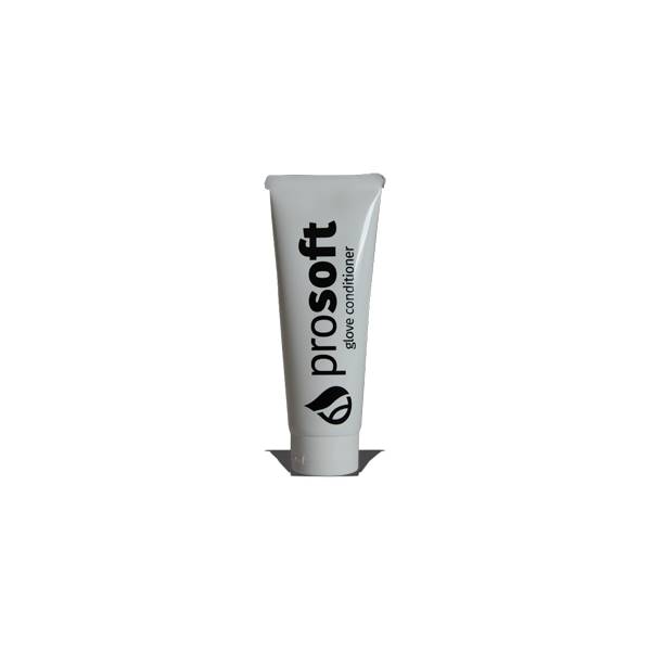 Front view of a white tube with black prosoft and glove conditioner text.