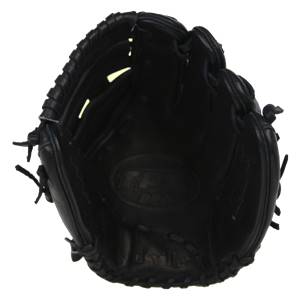Top-down view of a black baseball glove with TPX and Louisville branding.