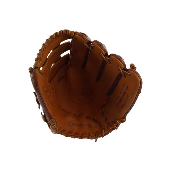 Top-down view of a brown baseball glove with EASTON and CORE PRO branding.