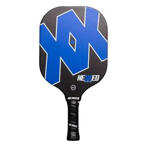 Front view of a black pickleball paddle with a large blue NX logo and NEXXED text.