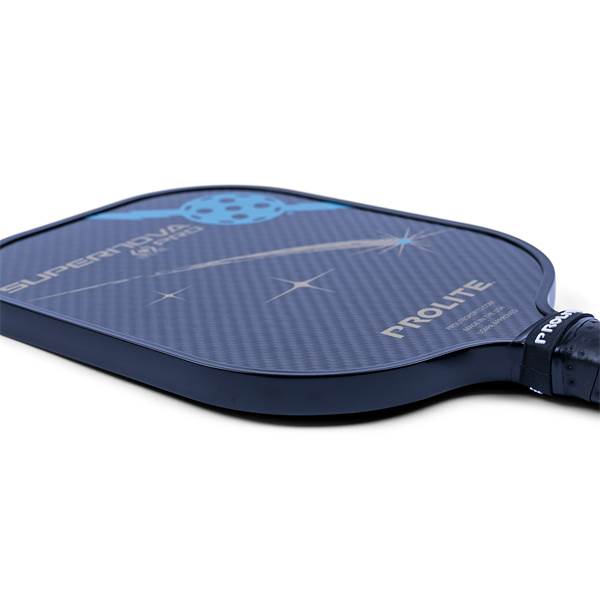 Side view of a blue PROLITE pickleball paddle with SUPERNOVA PRO and a starburst graphic.