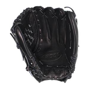 Top-down view of a black baseball glove with A2000 and Wilson branding.