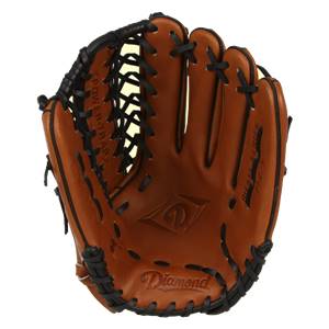 Front view of a brown baseball glove with black lacing, Diamond logo, and DIESEL SERIES PT275 text.