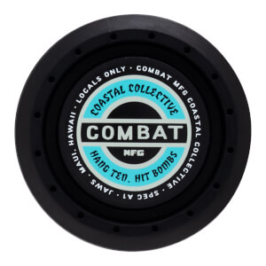 Top-down view of a black circular product with "COMBAT" prominently displayed in white and blue text.