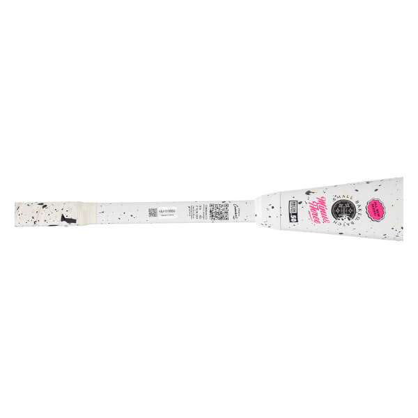 Side view of a white baseball bat with black splatter, showing the "Cookies N Cream" logo, "ALL NEW" text, and "BBCOR .50" label.