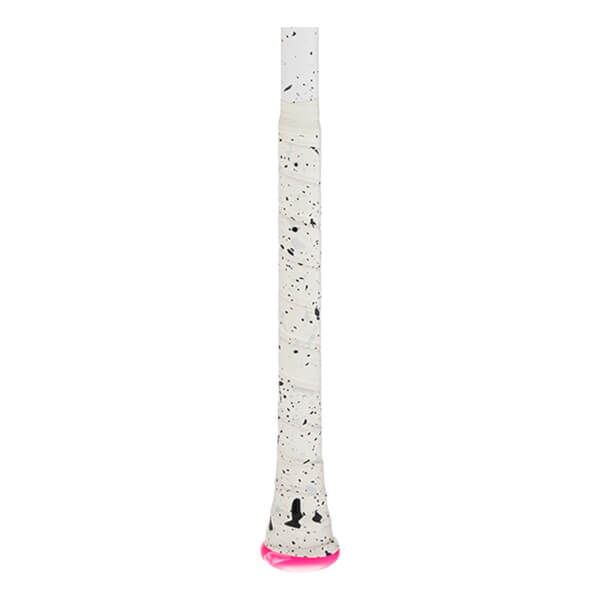 Side view of the COMBAT H1 baseball bat with a white speckled grip and a pink end cap.