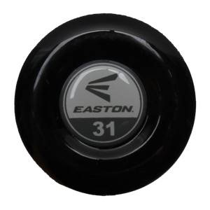 End cap view of a black baseball bat with Easton logo and size 31.
