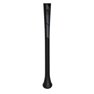 Side view of a black baseball bat with gray 5150 and Rawlings logos.