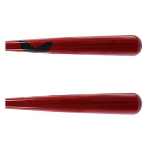 Top view of a red baseball bat with a black bat logo and AA1 text.