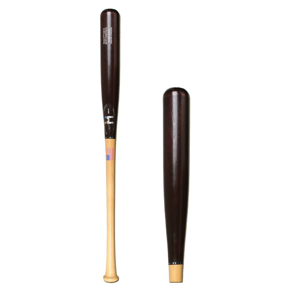 M^Powered Yellow Birch Wood Baseball Bat YB018 Natural/Mahogany Adult