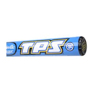 Side view of a blue Louisville Slugger bat with TPS branding and a 100z label.