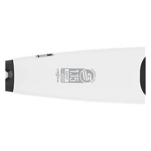 Side view of a white baseball bat with USSSA and 1.15 BPF markings.