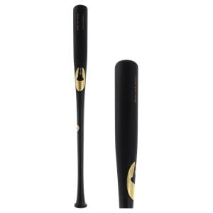 Front view of a black baseball bat with gold Chandler logo and text.