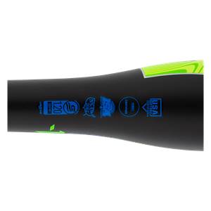 Side view of a black fastpitch softball bat with 120 BPF and USA Softball Certified logos.