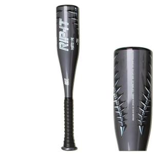 Front view of a gray baseball bat with RIP-IT PROTOTYPE text and a black grip.