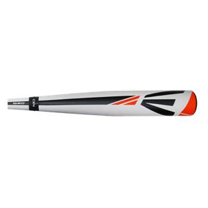 Side view of a white baseball bat with black and orange Easton branding and MAKO CXN text.