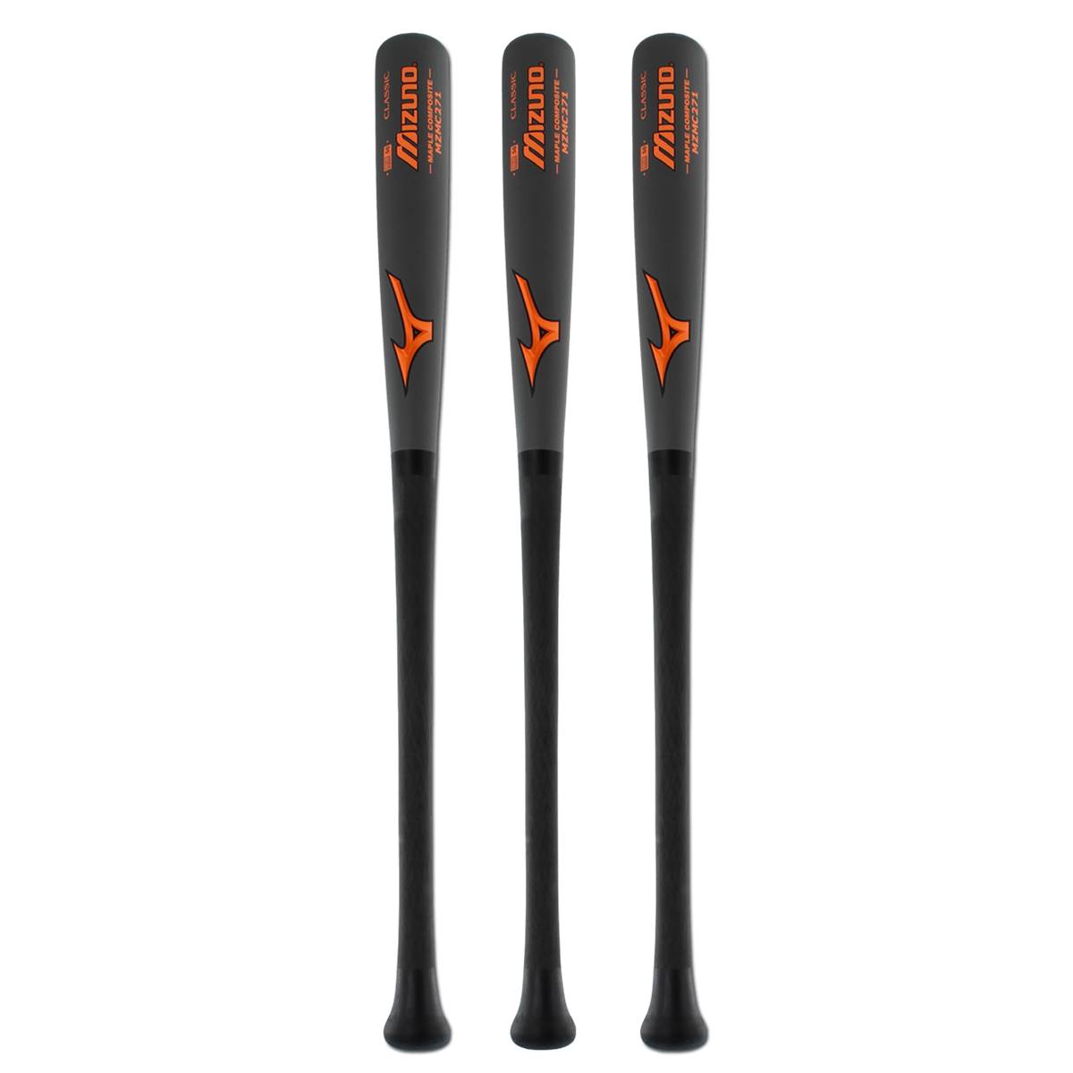 Wood Bat Pack Mizuno Maple / Carbon Composite Wood Baseball Bat Grey / Orange MZMC271 3Pack