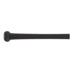 Close-up view of the black rounded knob and smooth handle of the Brett Bros. Thunder wood softball bat.