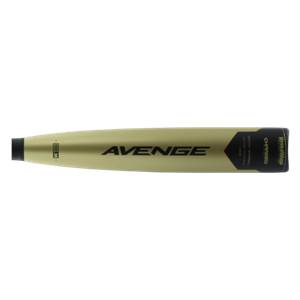 Side view of a gold baseball bat with AVENGE and HYPERWHIP text.