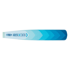 Side view of a blue baseball bat with a chevron pattern and EASTON HYPE FIRE text.